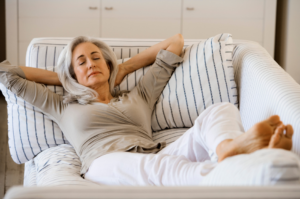 woman relaxing from thc edibles