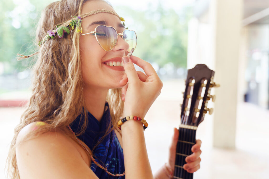 Woman smoking cannabis
